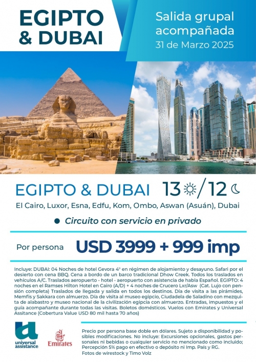 Salida Grupal; Egipto y Dubai 2025